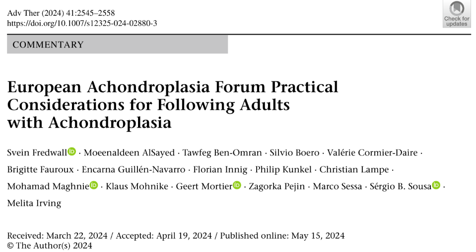 Publication thumbnail: European Achondroplasia Forum Practical Considerations for Following Adults with Achondroplasia
