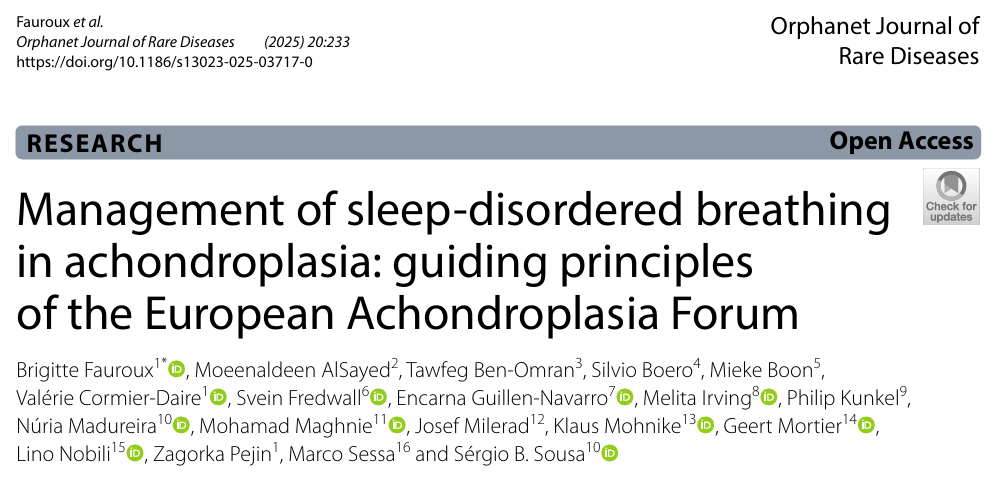 Publication thumbnail: Management of sleep-disordered breathing in achondroplasia: guiding principles of the European Achondroplasia Forum